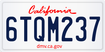 CA license plate 6TQM237