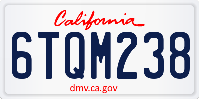 CA license plate 6TQM238