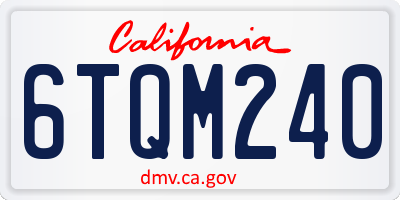 CA license plate 6TQM240