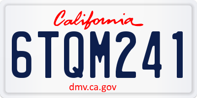 CA license plate 6TQM241