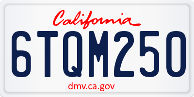 CA license plate 6TQM250