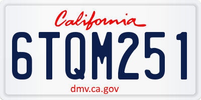 CA license plate 6TQM251