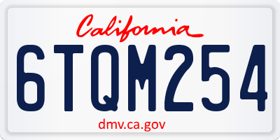 CA license plate 6TQM254