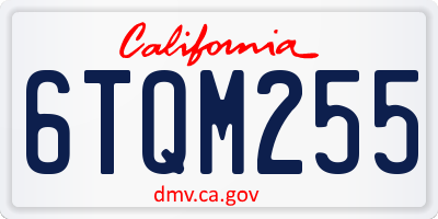 CA license plate 6TQM255