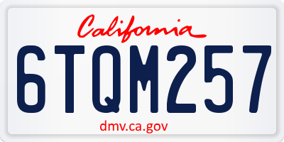 CA license plate 6TQM257