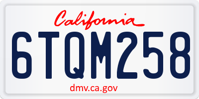 CA license plate 6TQM258