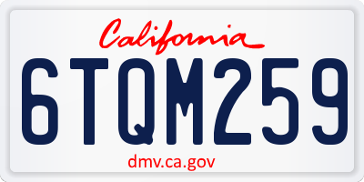 CA license plate 6TQM259