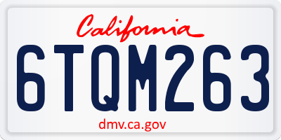 CA license plate 6TQM263