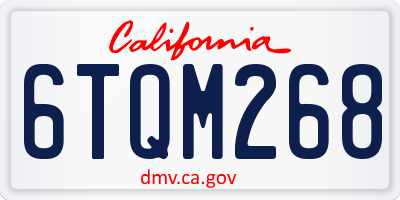 CA license plate 6TQM268