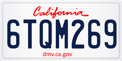 CA license plate 6TQM269