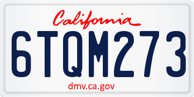 CA license plate 6TQM273