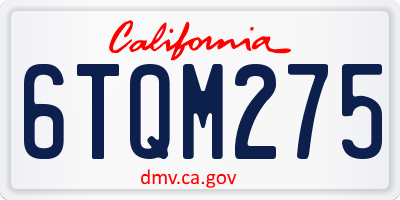 CA license plate 6TQM275