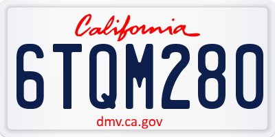 CA license plate 6TQM280