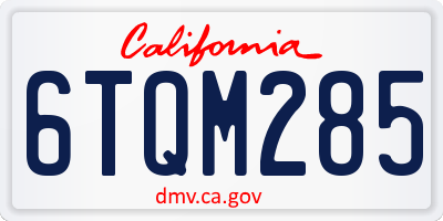 CA license plate 6TQM285