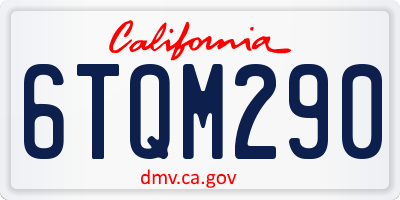 CA license plate 6TQM290