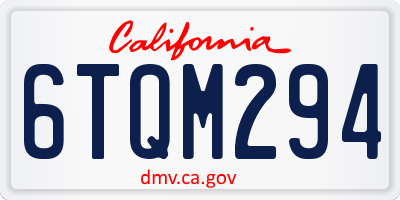 CA license plate 6TQM294