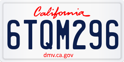 CA license plate 6TQM296