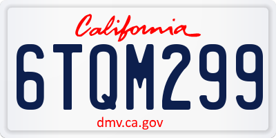 CA license plate 6TQM299