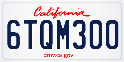 CA license plate 6TQM300