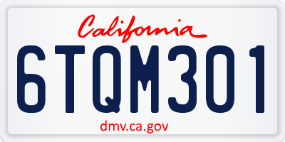 CA license plate 6TQM301