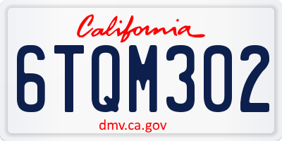 CA license plate 6TQM302