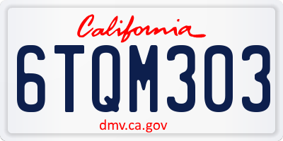 CA license plate 6TQM303