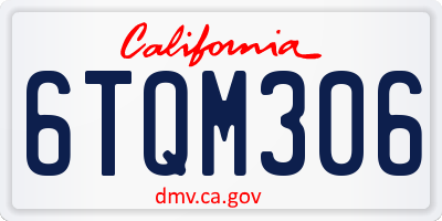 CA license plate 6TQM306