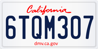 CA license plate 6TQM307