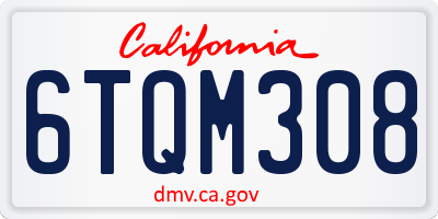 CA license plate 6TQM308