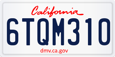 CA license plate 6TQM310