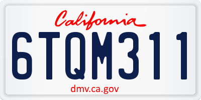 CA license plate 6TQM311