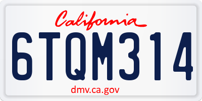 CA license plate 6TQM314