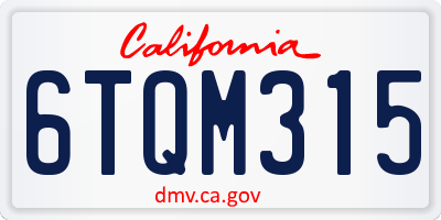 CA license plate 6TQM315