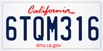 CA license plate 6TQM316