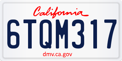 CA license plate 6TQM317