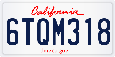 CA license plate 6TQM318