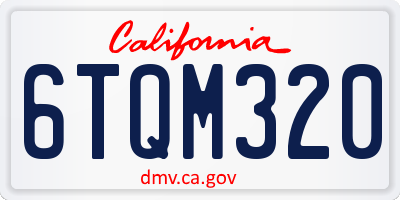 CA license plate 6TQM320