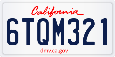 CA license plate 6TQM321