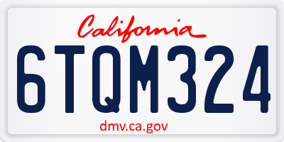 CA license plate 6TQM324