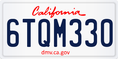 CA license plate 6TQM330