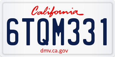 CA license plate 6TQM331