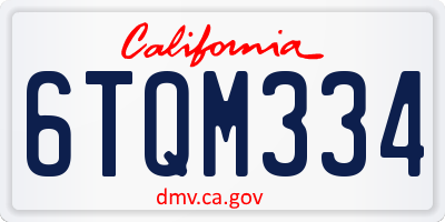 CA license plate 6TQM334