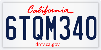 CA license plate 6TQM340