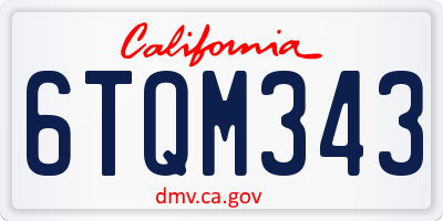 CA license plate 6TQM343