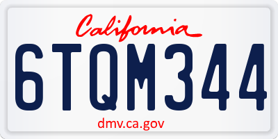 CA license plate 6TQM344