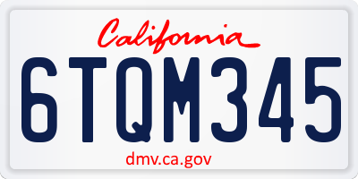 CA license plate 6TQM345