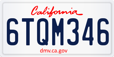 CA license plate 6TQM346