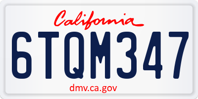 CA license plate 6TQM347