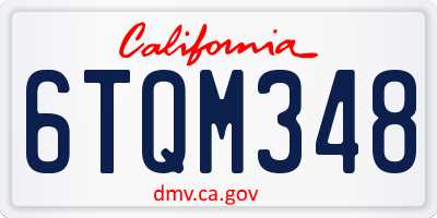 CA license plate 6TQM348