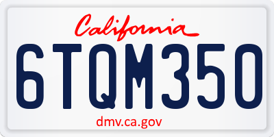 CA license plate 6TQM350